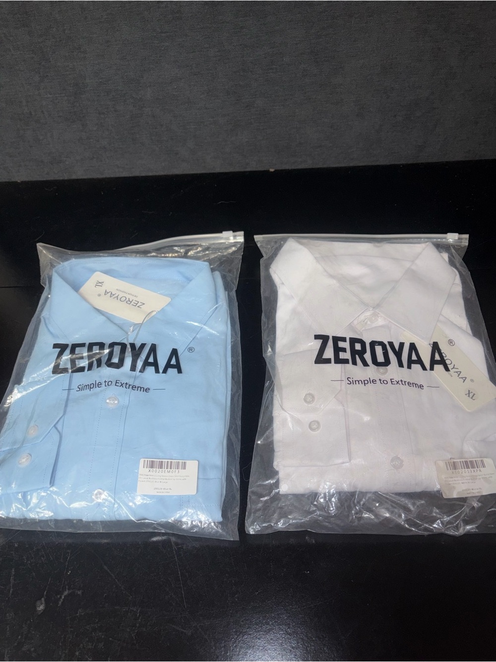 ZEROYAA Men’s Dress Shirt - Light Blue and White